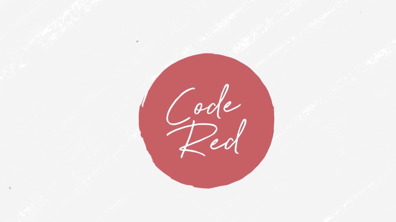 image description: Red circle against white background. Text reads: Code Red
